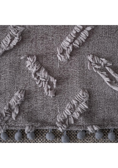 Ponela Bohem Ponponlu Koltuk Örtüsü 90x200 Cm Sadece Oturma Alanı 1 Adet - Gri