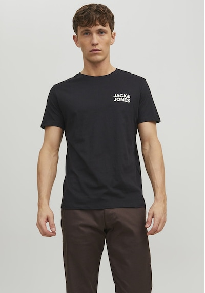 Jack & Jones Bisiklet Yaka Logo Baskili Tisört 12151955 Siyah