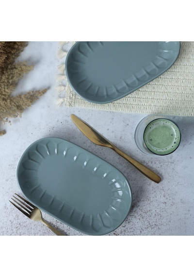 Keramika Yeşil Badem Kayık Tabak 25 Cm 2 Adet 326