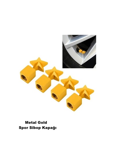 Sibop Kapağı Metal Yıldız Model Gold Renk Profesyonel Yıldız Logo Metal Sibop Kapağı 4 Parça Set