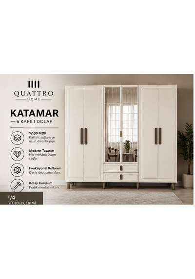 Katamar 6 Kapaklı Dolap Beyaz