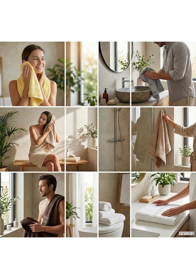 Anılsan 6'li El Ve Yüz Havlusu Seti 50x90 Cm -%100 Pamuk, Yüksek Emici, Grek Desenli - Ev, Otel, Spa Ve Banyo İçin