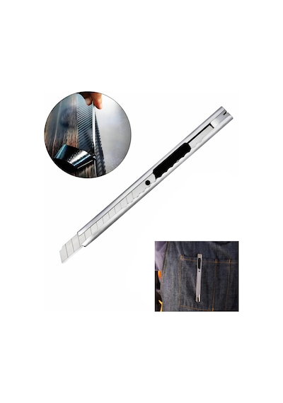 Kyrotech Profesyonel Cep Tipi İnce Metal Maket Bıçağı Alüminyum Kasalı Otomatik Bıçak Kilit Sistemli Falçata Cep Asma Klipsli 132 Mm