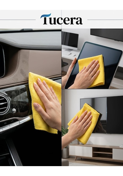Tucera 20'li Rulo Kopar Kullan Mikrofiber Temizlik Bezi - Yıkanabilir Koku Yapmaz Çok Amaçlı 30x27 Cm Sarı