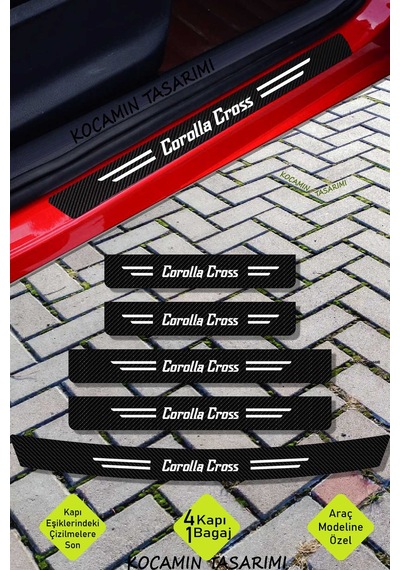 Toyota Corolla Cross Karbon Kapı Eşiği Ve Bagaj Koruyucu Set Çizilmeye Dayanıklı Sticker Folyo Corolla Cross Yazılı