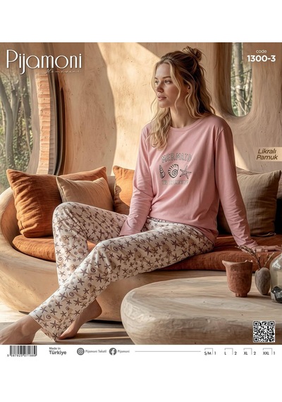 Pijamoni Kadın Likralı Pamuklu Bisiklet Yaka Uzun Kol İnce Pijama Takımı 1300/3 - 1 Adet Pembe Pijamoni Kadın Likralı Pamuklu Bisiklet Yaka Uzun Kol İnce Pijama Takımı 1300/3 - 1 Adet Pembe