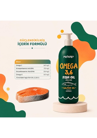 Metapet Kediler İçin Somon Balık Yağı Omega 3-6, Epa & Dha 200 Ml