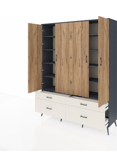 Hyperion Gardrop 10 Raflı 4 Çekmeceli 4 Kapaklı 176x44x221 Antrasit-çam/aytaşı Çam/aytaşı Hyperion Gardrop 10 Raflı 4 Çekmeceli 4 Kapaklı 176x44x221 Antrasit-çam/aytaşı Çam/aytaşı