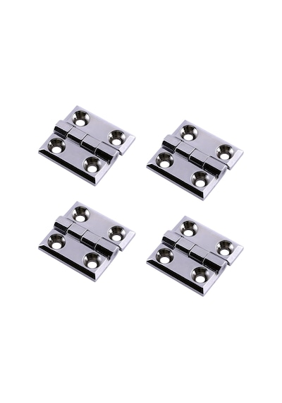 Lexroo Metal Gümüş Yaprak Menteşe 4 Adet 60x60mm Kapi Pencere Dolap Mobilya Kapak Menteşe Bağlantı