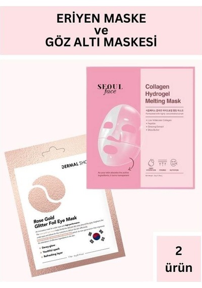 Dermal Kolajen İçerikli Şeffaflaşan Eriyen Maske 34 Gr Ve Rose Gold Göz Altı Maskesi 4 Gr Seti