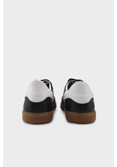 Derinet Comfort Taban Hakiki Deri Kadın Sneaker Siyah Beyaz Siyah Beyaz