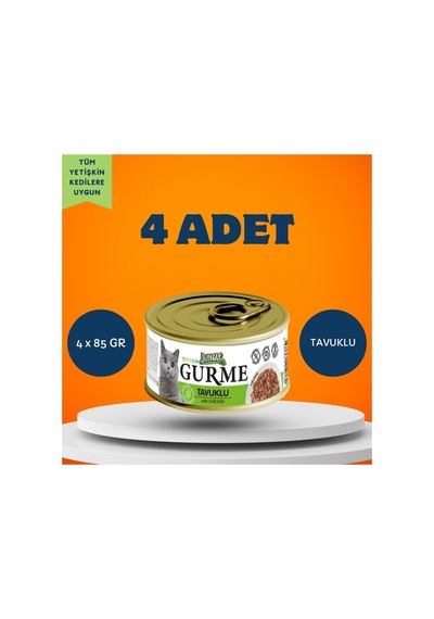 Gurme Soslu Tavuklu Yetişkin Kedi Yaş Maması 4 X 85 Gr