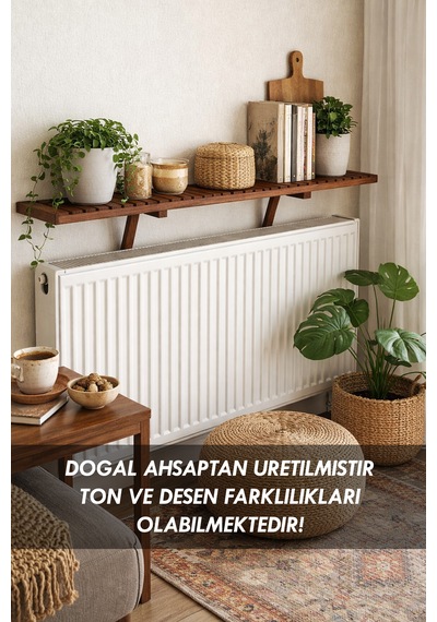 Montajsız Petek Üstü Uçan Raf Dresuar Kalorifer Peteği Üstü Ahşap Kitaplık Raf 40 X 18 Cm