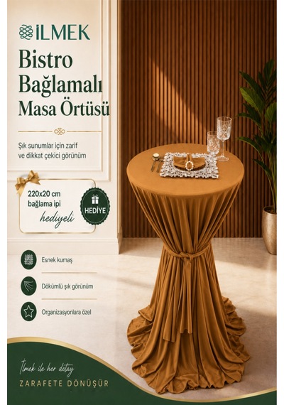 Dertsiz Bağlamalı Bistro Masa Örtüsü - Düğün Davet Organizasyon Otel Restoran Kokteyl Masa Örtüsü Tarçın Tarçın Dertsiz Bağlamalı Bistro Masa Örtüsü - Düğün Davet Organizasyon Otel Restoran Kokteyl Masa Örtüsü Tarçın Tarçın