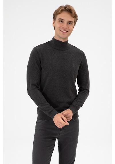 U.S. Polo Assn. Erkek Slim Fit Boğazlı Antrasit Melanj Basic Kazak 50313712-VR081