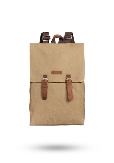 Gillario Design 02 15.6 Inch Kanvas -deri Laptop Sırt Çantası Camel