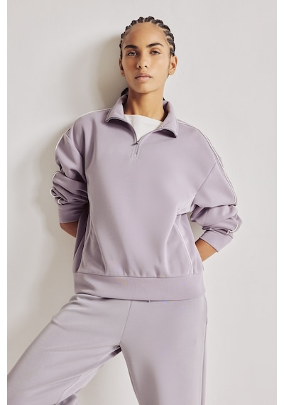 Defacto Ultra Yumuşak Standart Fit Yarım Fermuarlı Biyeli Dik Yaka Modal Sporcu Basic Sweatshirt H4537ax26aupr522 Mor-pr522