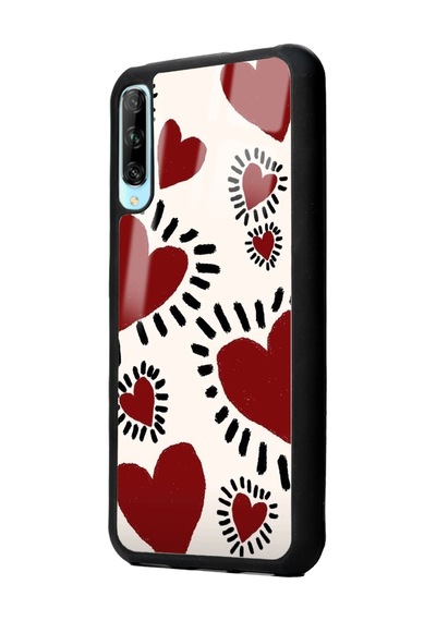 Huawei P Smart Pro Brush Heart Tasarımlı Glossy Telefon Kılıfı Siyah