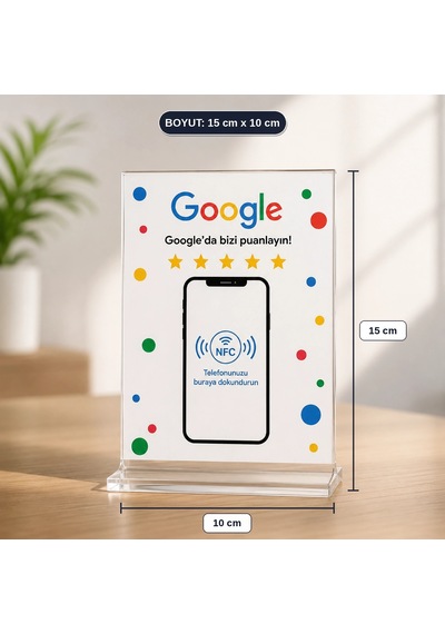 Yorum Kartı Google İçin Nfc Akıllı Değerlendirme Standı Pleksi Masaüstü