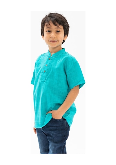 Eliş Şile Bezi Kısa Kol Şile Bezi Bodrum Erkek Çocuk Tshirt Turkuaz 3054
