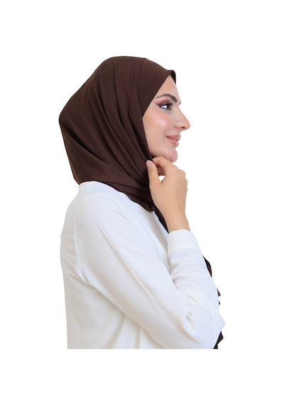 Modish Group Penye Boyun Kapamalı Şal Başörtü Hazır Giyim Turban Esnek Jersey Şal Kahverengi