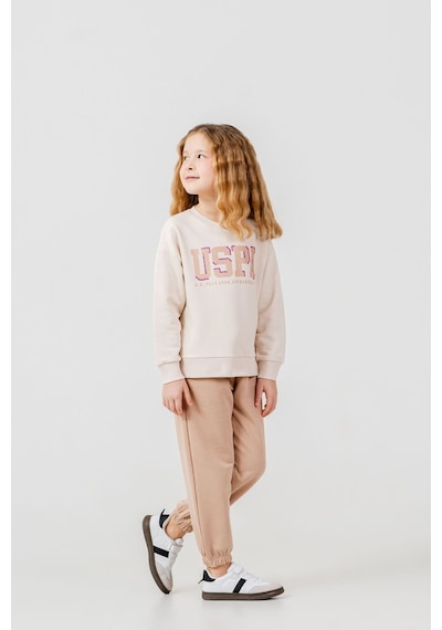 U.S. Polo Assn. Kız Çocuk Baskılı Krem Uzun Kol Eşofman Takımı Us2706-c-v2 Us2706-c-v2