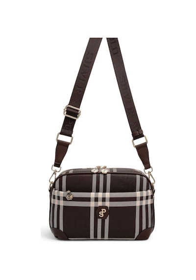 Silver & Polo Silver Polo Kahve - Kahve Çizgili Ekose Kadın Çapraz Çanta Sp1094