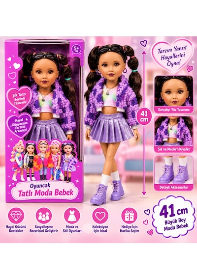 Oyuncak Tatlı Moda Bebek 41 Cm Mor