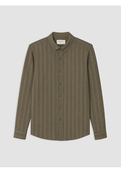 Lcw Vision Bej Slim Fit Çizgili Penye Erkek Gömlek