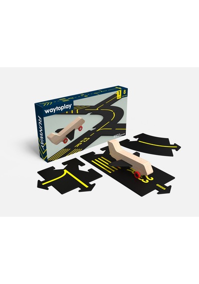 Waytoplay - Runway - 9 Parça 1 Uçak + 8 Yol