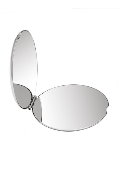 Yuvarlak Mini Metal Ayna - Taşınabilir Makyaj Aynası Metalik Gri