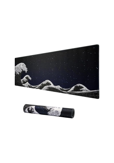 Klasse Pro - 10 Farklı Model Dikişli Kenar 90x40 Cm Oyuncu Gaming Mouse Pad Kanagawa Yıldızlar, 90x40 Cm