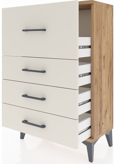 Arges Komodin 4 Çekmeceli 60x30x96 Çam-aytaşı Atlas Çam