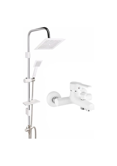 Beyaz Skyline Tepe Duş Seti Ve Beyaz Inci Banyo Bataryası Beyaz