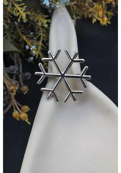 6 Adet Gümüş Kar Tanesi Peçete Halkası - Napkin Ring