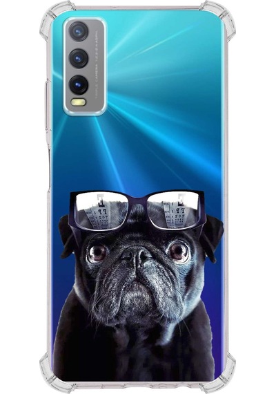 Vivo Y20 Uyumlu Köpek 3 Baskılı Şeffaf Köşe Korumalı Antişok Kılıf