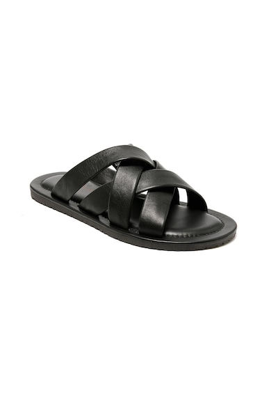 Black Terlik Erkek M7727 The Sandals Factory Leather Upper Sandals Siyah