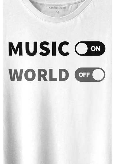 Music On World Off Müzik Dünya Baskılı Tişört Unisex T-shirt 001