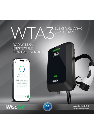 Wisecar Wta - Yapay Zeka Destekli Akıllı Elektrikli Araç Şarj Cihazı 22 Kw Mobil Uygulama & Wisecar Aı 22 Kw