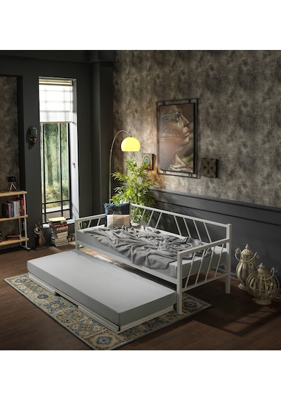 Bedliga Glory Yavrulu Daybed Tek-Çift Kişilik Metal Karyola Beyaz