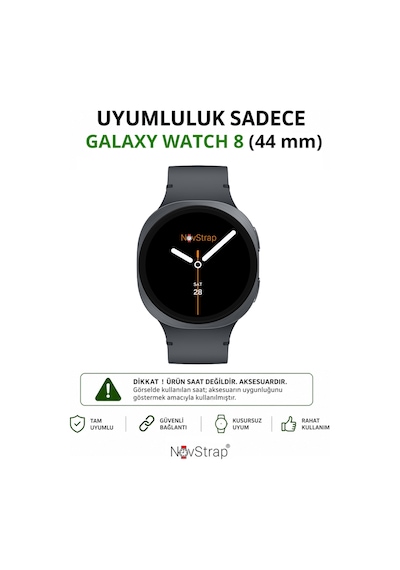 Novstrap Samsung Galaxy Uyumlu Apple Watch Uyumlu 8 44mm İle  Sert Pc Kasa Ve Cam Ekran Koruyucu 360 Tam Koruma