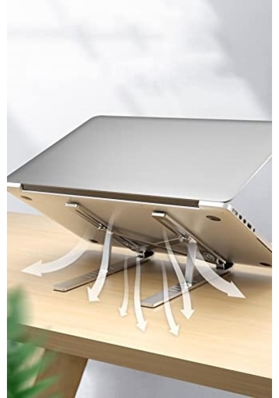Blueforce As-70 7 Kademeli Alüminyum Taşınabilir Laptop Notebook Tablet Standı Katlanabilir Portatif Macbook Metal Stant 10 İnç-16 İnç Uyumlu 1