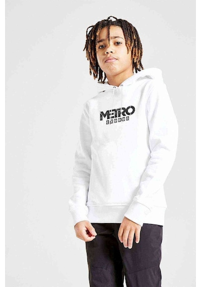 Tshirthane Metro Exodus Logo Baskılı Unisex Çocuk Kapüşonlu Beyaz Sweatshirt Beyaz