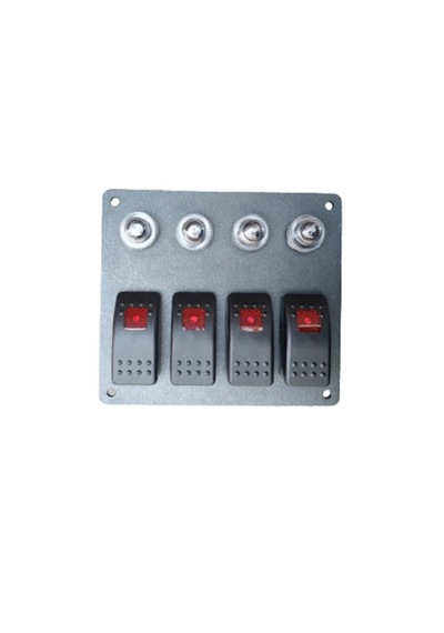 Karavan & Tekne Sigortalı Tuş Paneli Otomatik Panel Alüminyum Gövde - 4'lü