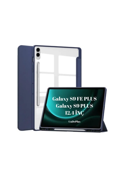 Samsung Galaxy Tab S9 Fe Plus/s10 Plus/s9 Plus İle Uyumlu Kılıf Grafiti Şeffaf Kalem Bölmeli X610-16-810-18 X820 Lacivert