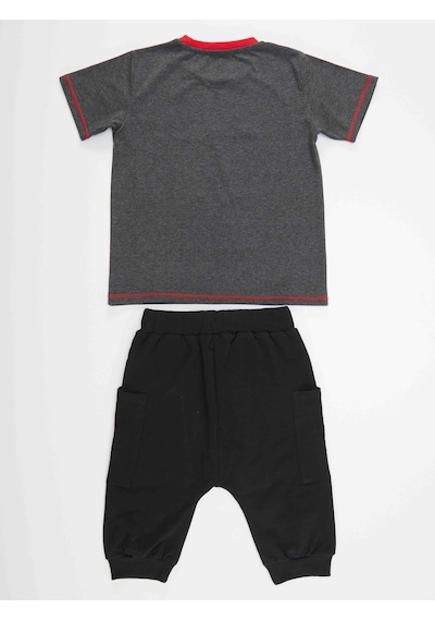 Denokids Skull Erkek Çocuk T-shirt Kapri Şort Takım
