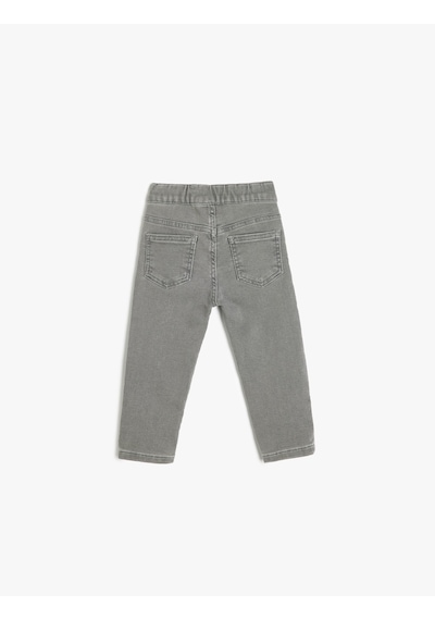 Koton Kot Pantolon Cepli Beli Lastikli Havuç Kesim Gri 5smb40011td Gri