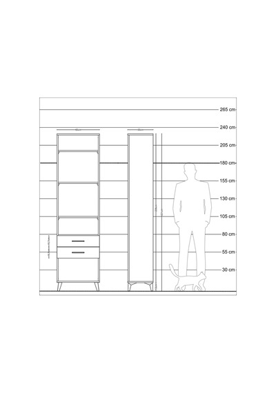 Arges Dolap 4 Raflı 2 Çekmeceli 60x30x221 Çam-antrasit Atlas Çam