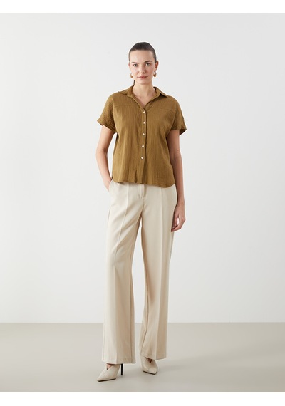 Lcwaıkıkı Classic Yeşil Loose Fit Dokulu Kadın Gömlek