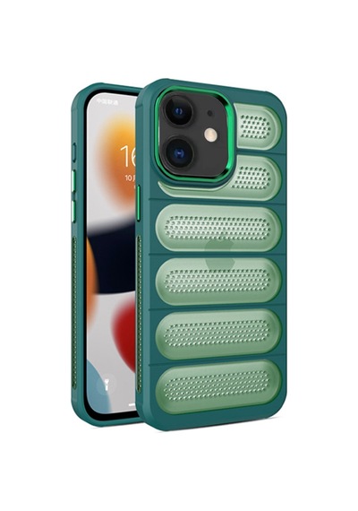 İphone 11 Uyumlu Dalgalı Tasarım Elden Kaymaz Yeni Kılıf - Koyu Yeşil